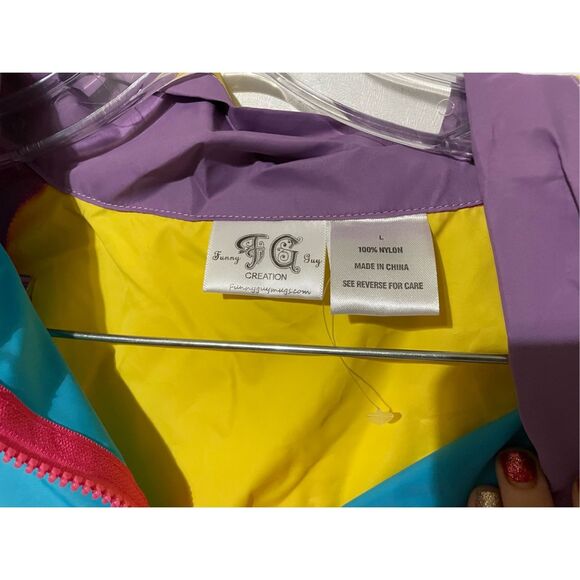 NWOT Funny Guy Creations Adult Large Nylon Colorblock Windbreaker Jacket Coat - Picture 3 of 4
